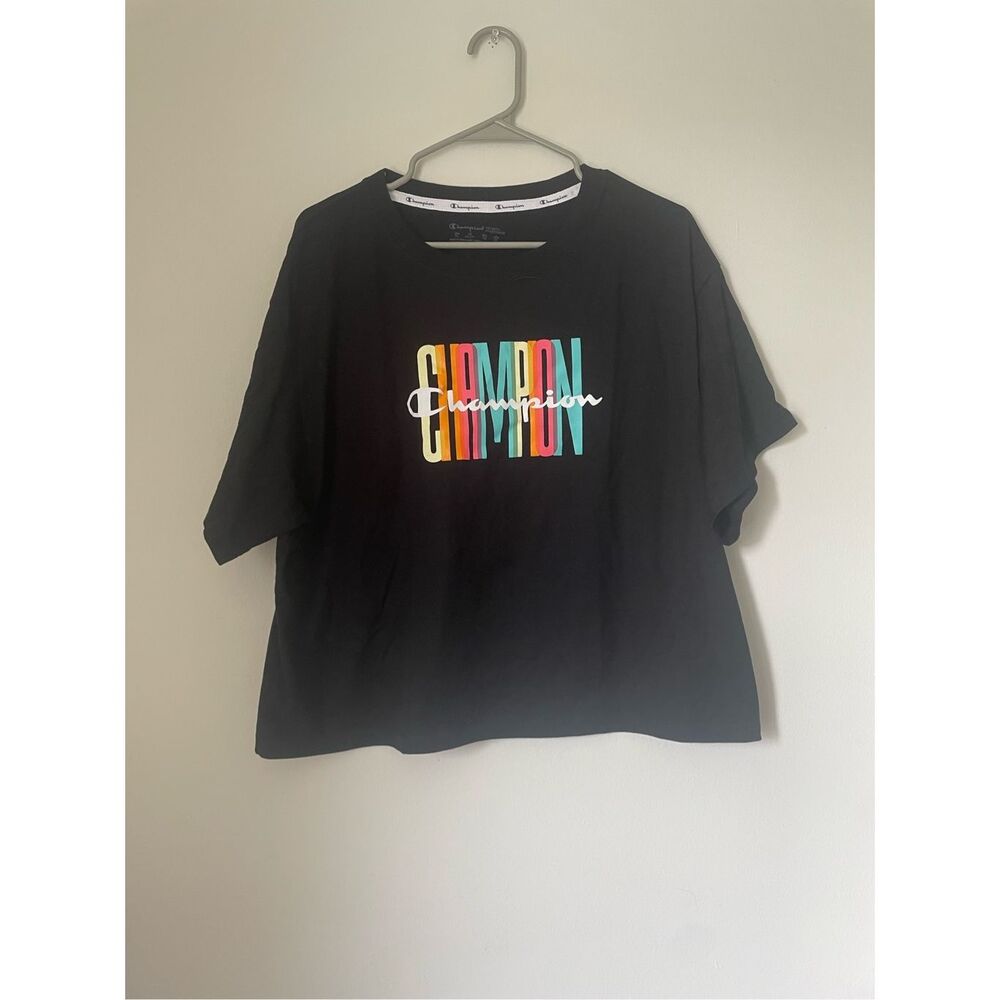 Champion Authentic Athleticwear Women’s Cropped 2XL Basic Black Short Sleeve